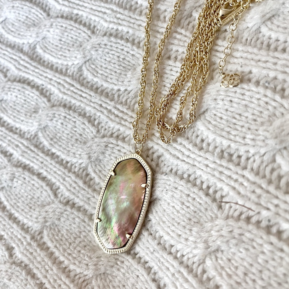 EUC Like New! Kendra Scott Gold Reid necklace brown mother of Pearl